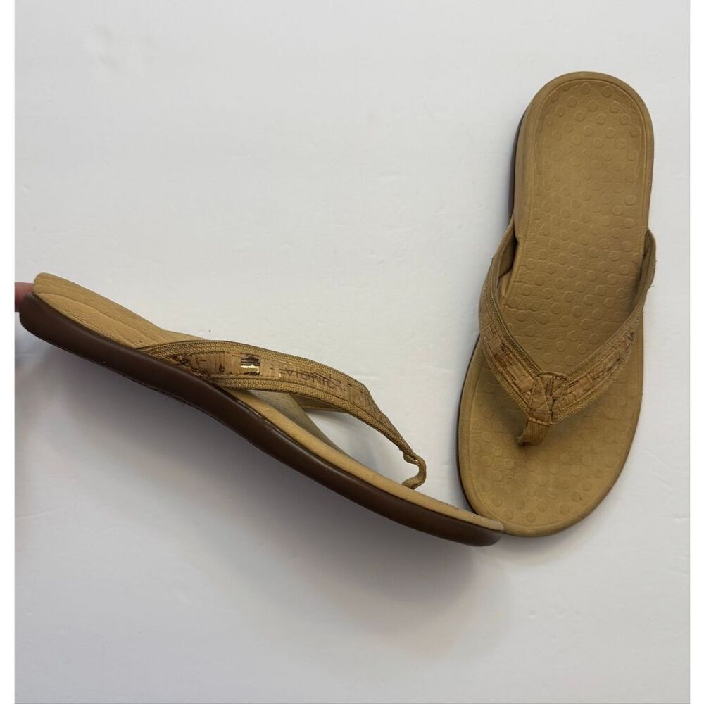 Vionic Tide II Gold Tan Cork Sandals Flip Flops Women’s Size 10